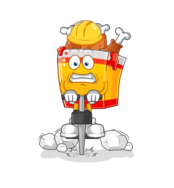 Vetor frango frito perfura o vetor de personagem de desenho animado no chão