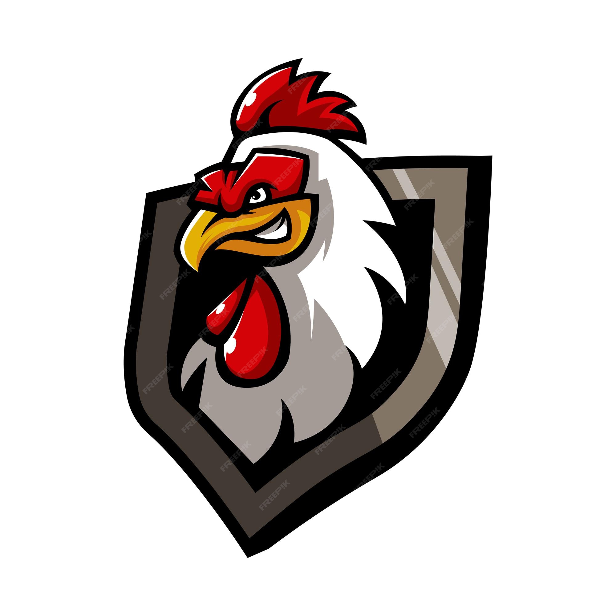 Mascote de jogos de design de equipe de esport frango galo