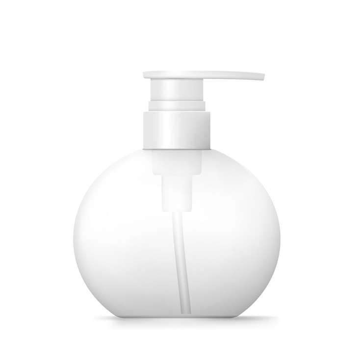 Vetor frasco cosmético redondo branco com bomba dispensadora