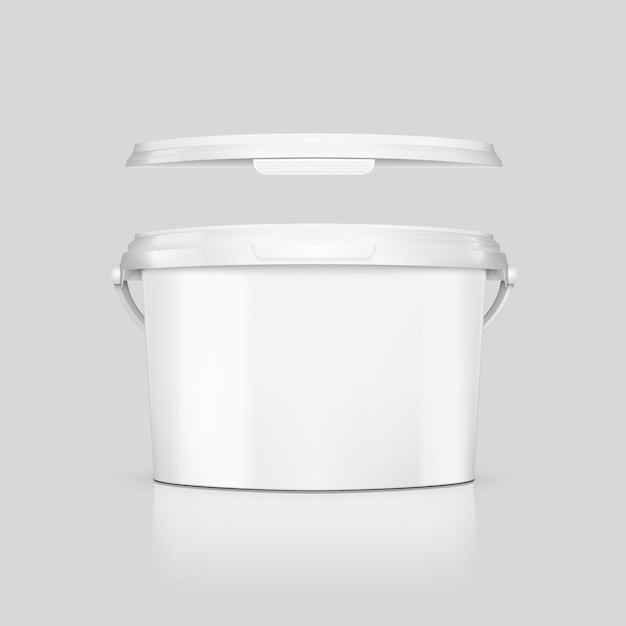 Frasco de balde de plástico branco grande realista 3d