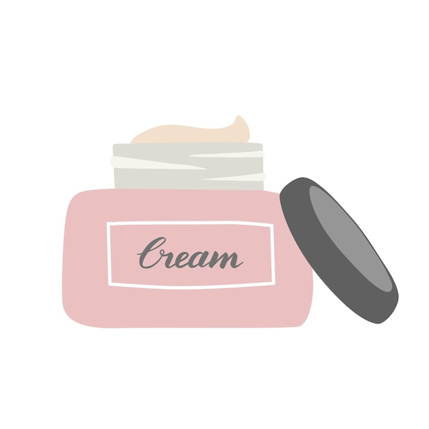 Vetor frasco de creme isolado no fundo branco desenhe à mão pacote de produtos para cuidados com a pele de beleza ilustração vetorial plana cosmética orgânica