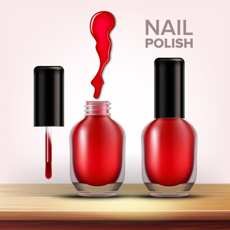 Vetor frasco de esmalte vermelho cosméticos femininos