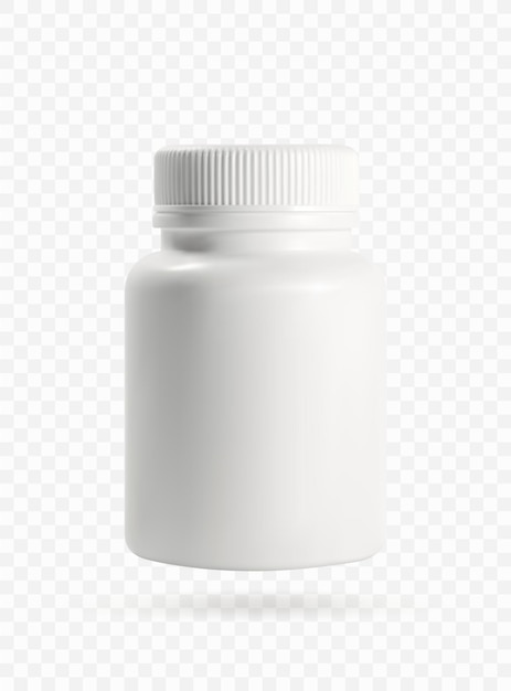 Vetor frasco de plástico branco com tampa médica para cápsulas de pílulas e maquete de embalagem de vitaminas vetor 3d
