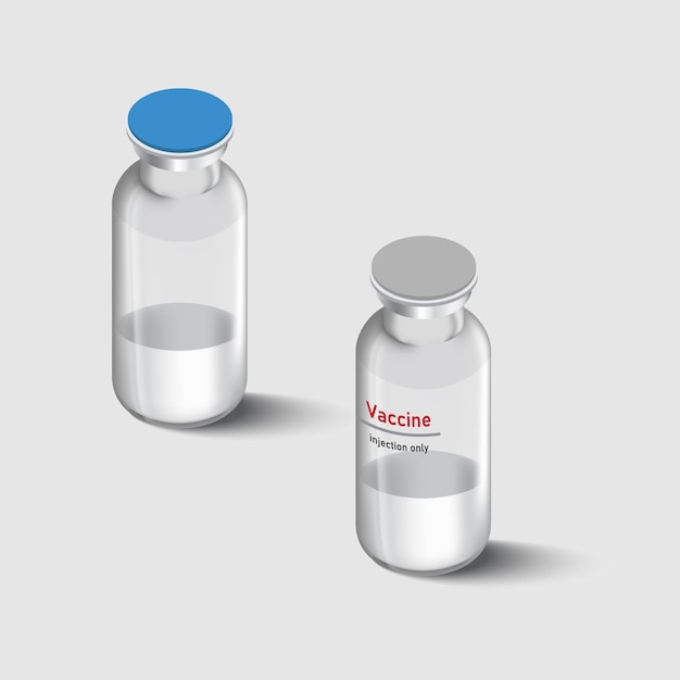 Frasco de vacina para vacina em fundo branco