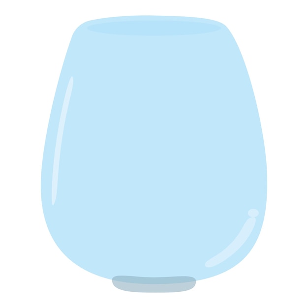 Frasco de vaso de flor de vidro azul transparente bonito isolado em fundo branco design plano vetor eps10