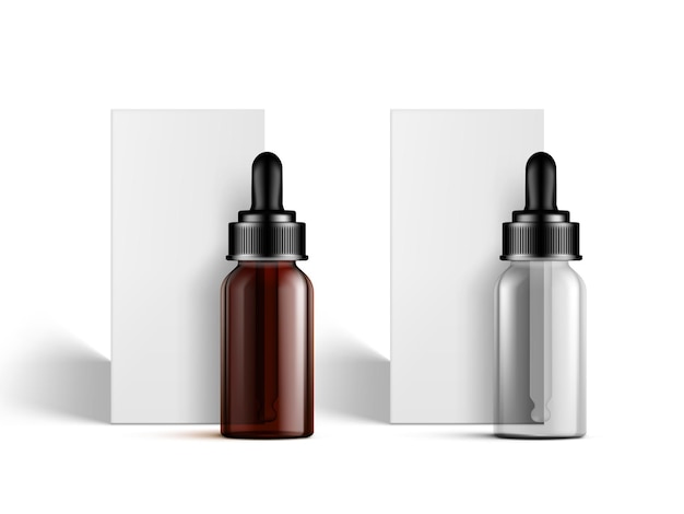 Frasco de vidro conta-gotas de óleo essencial cosmético 3D