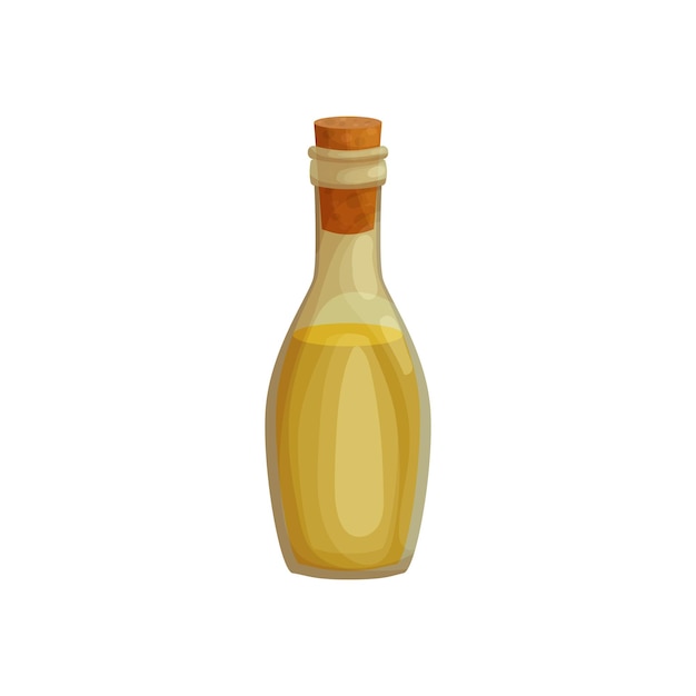 Frasco de vidro de óleo essencial ou bálsamo de cura em estilo cartoon Óleo de aromaterapia para spa culinário e perfumaria Bálsamo vietnamita Ícone para embalagem de design de site