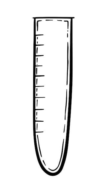 Vetor frasco de vidro para medir experimentos de laboratório e pesquisa de doodle linear