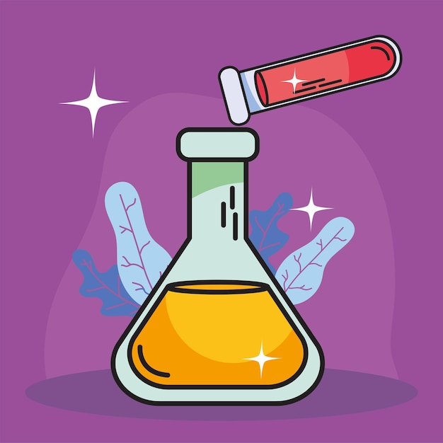 Frasco e tubo de química e ciência