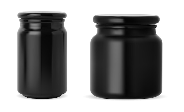 Frasco preto. Maquete de vidro de vela perfumada de vidro preto