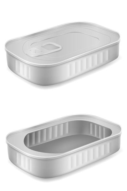 Frasco retangular de metal para ilustração vetorial de produtos