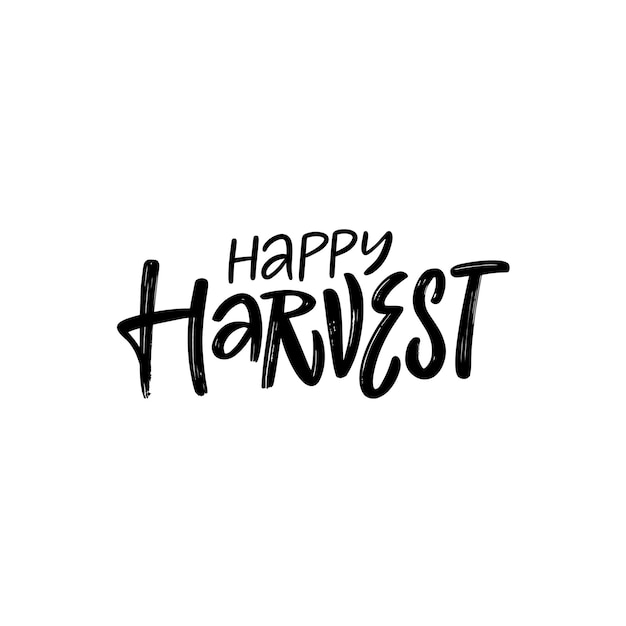 Frase com letras manuscritas de happy harvest