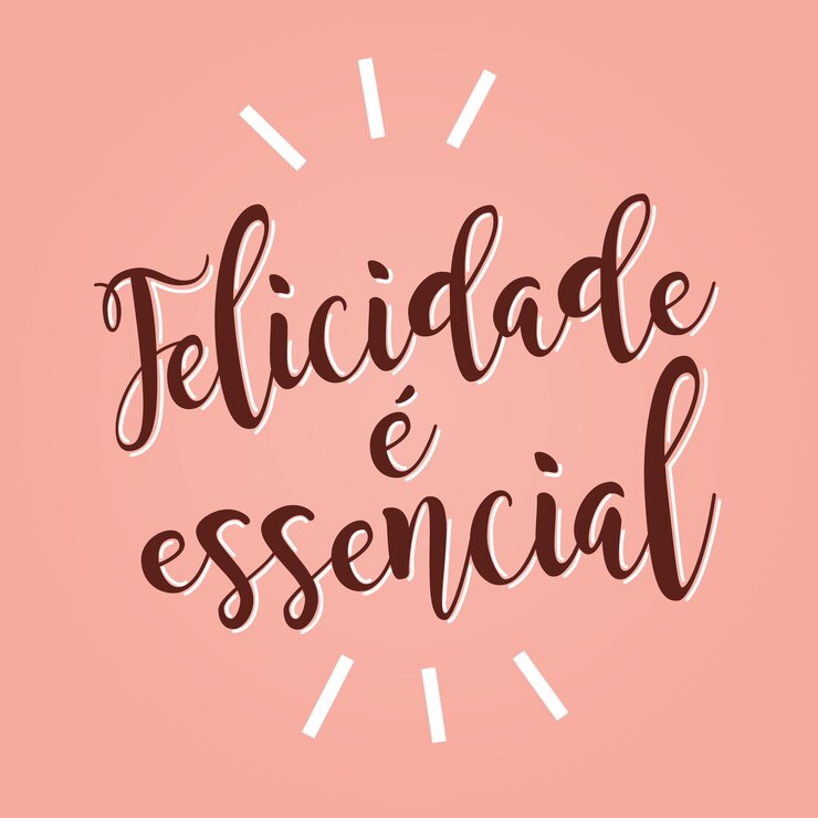 Vetor frase de felicidade em português do brasil tradução a felicidade é essencial