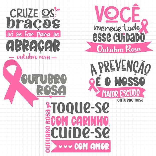 Vetor frase outubro rosa