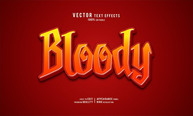 Vetor free eps vector bloody editável modelo de estilo de efeito de texto 3d