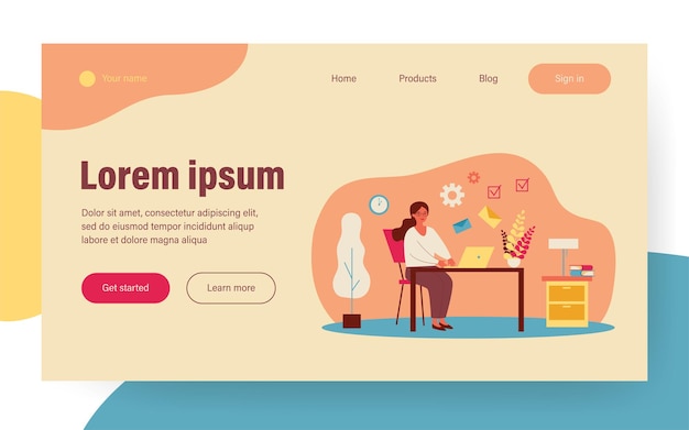 Freelancer enviando e-mail à noite. Mulher que trabalha no laptop, enviando e recebendo cartas de ilustração vetorial plana. Freelance, conceito de gerenciamento de tempo para banner, design de site ou página de destino