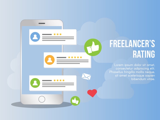 Freelancer rating conceito ilustração vetorial modelo de design