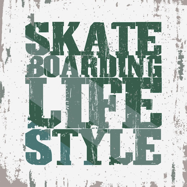 Freestyle Skate Board tipografia T-shirt de skate design gráfico vetor de emblema de estilo grunge