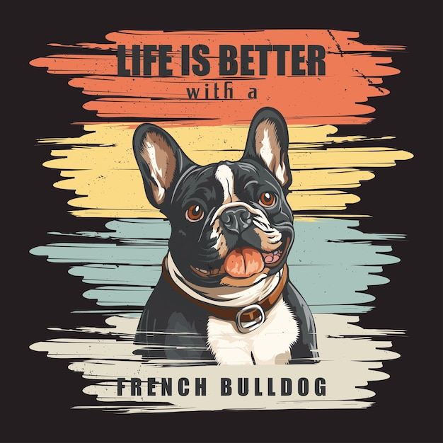 French Bulldog Retro Tshirt Design Ilustração de ações Vector