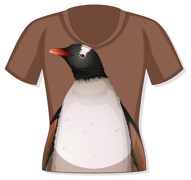 Frente da camiseta com estampa de pinguim