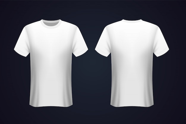 Vetor frente e verso mockup branco t-shirt