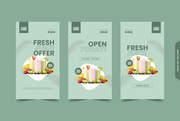 Fresh Tropical Juice Modelo de mídia social Design de banner