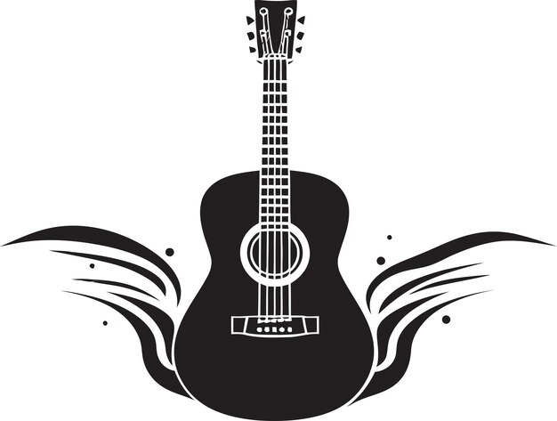 Vetor fretboard flourish guitar logo vector melodic muse iconic guitar emblem (emblema de guitarra icônico)