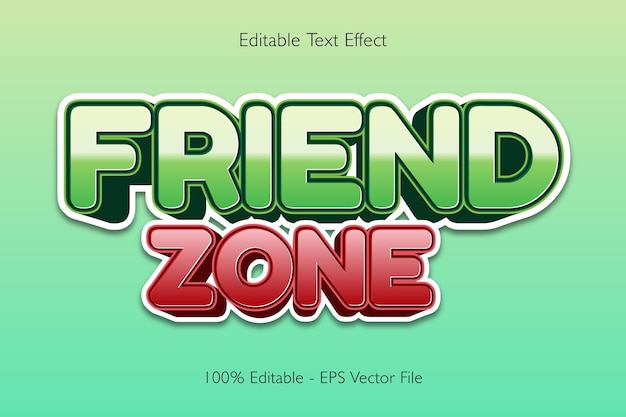 Friend zone efeito de texto editável 3d gravação estilo gradiente design