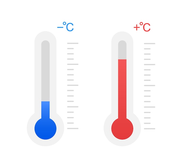 Frio e calor. temperatura abaixo de zero e acima de zero.