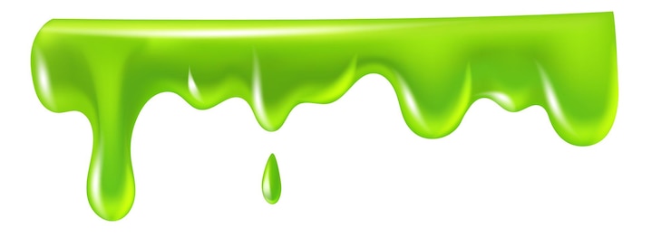 Vetor fronteira de cola verde de desenho animado gotejamento de muco pegajoso isolado em fundo branco