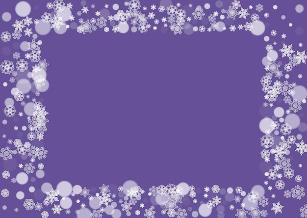 Fronteira de floco de neve com neve ultravioleta pano de fundo de ano novo quadro de inverno para cupons de presente anúncios eventos de festa natal fundo de moda bandeira de feriado com borda de flocos de neve