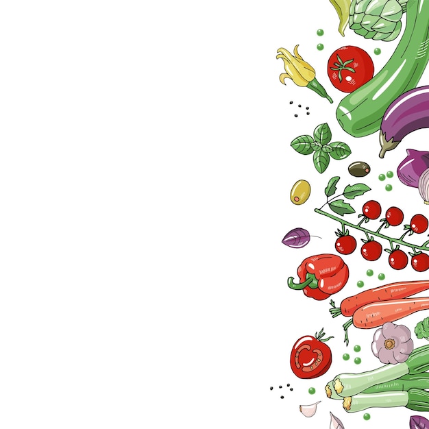 Fronteira de vetor de alimentos de dieta mediterrânea