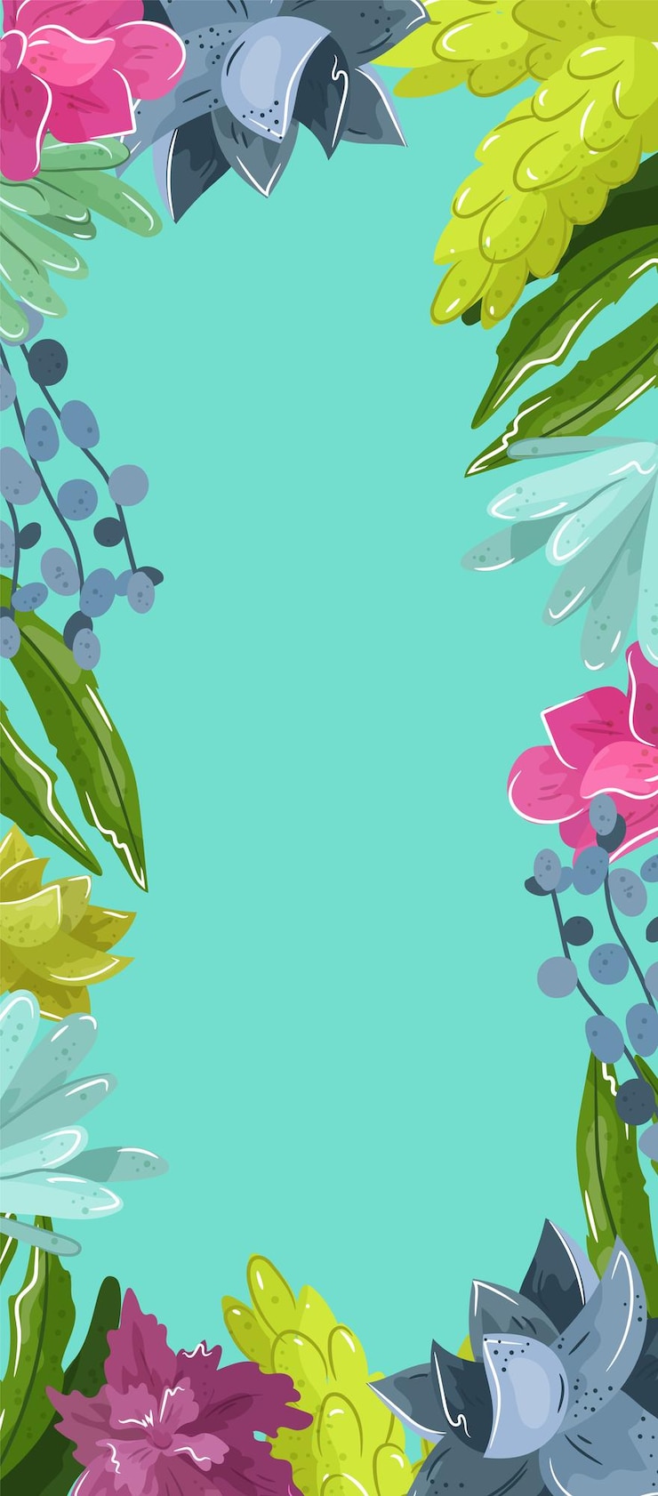 Vetor fronteira floral colorida com flores azuis, amarelas e cor-de-rosa desenho de moldura botânica de primavera ou verão decoração floral e ilustração vetorial de modelo de natureza