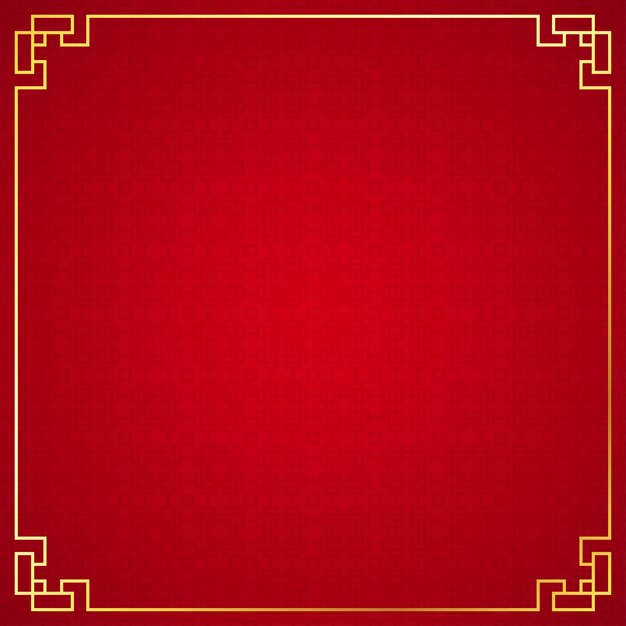 Fronteiras chinesas orientais em fundo vermelho