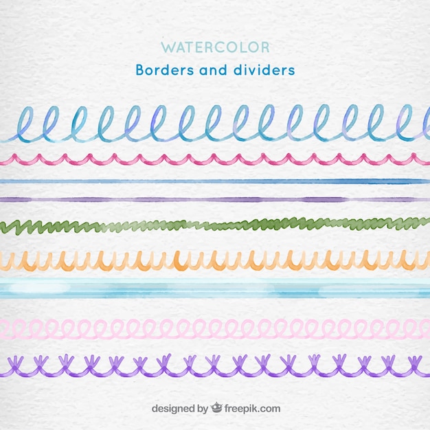 Vetor fronteiras da aguarela e divisores