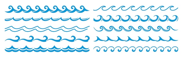 Fronteiras de ondas azuis da linha de ondas de surf do mar e do oceano