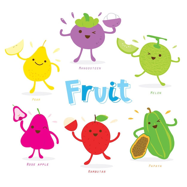 Vetor fruta cute cartoon personagem vector