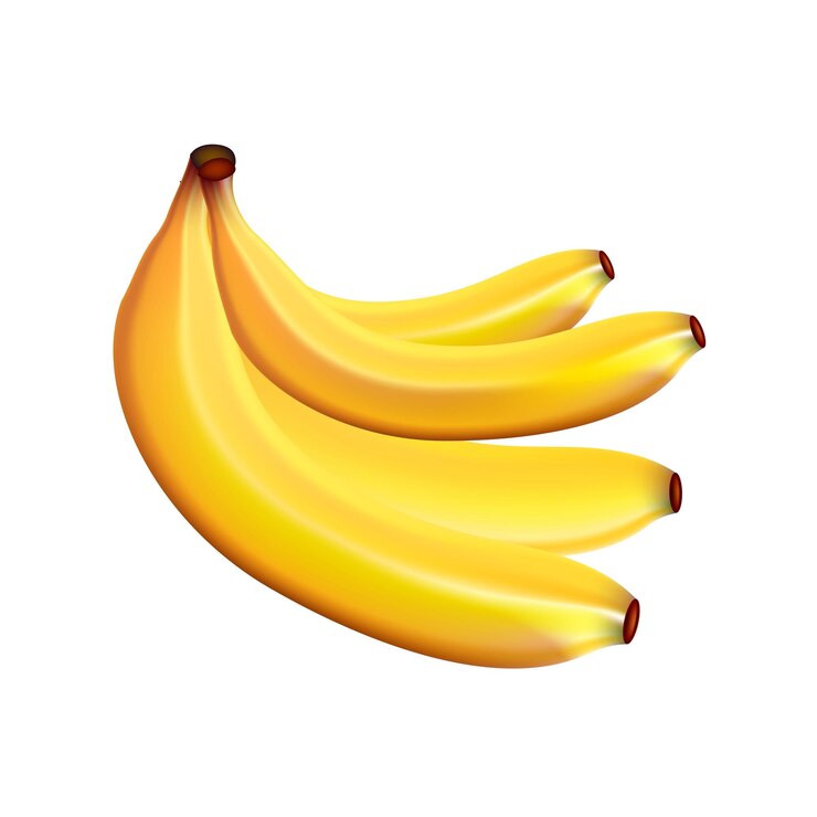 Vetor fruta de banana amarela desenho animado sobremesa natural exótica ilustração vetorial isolada em fundo branco