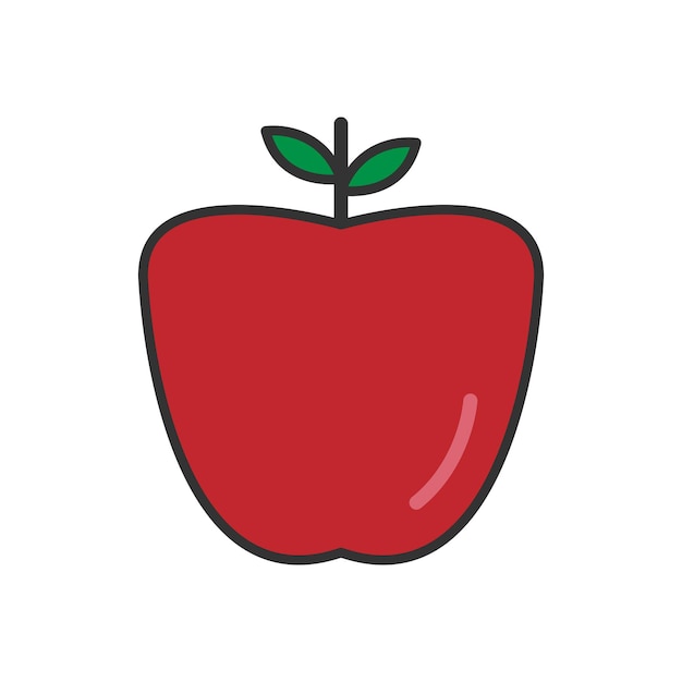 Fruta de maçã vermelha em estilo cartoon minimalista