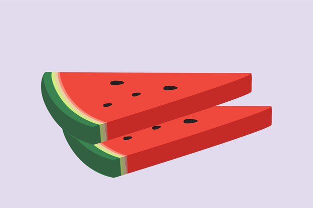 Vetor fruta de melão de água conceito de fruta de verão suculenta e brilhante ilustração vetorial plana colorida isolada