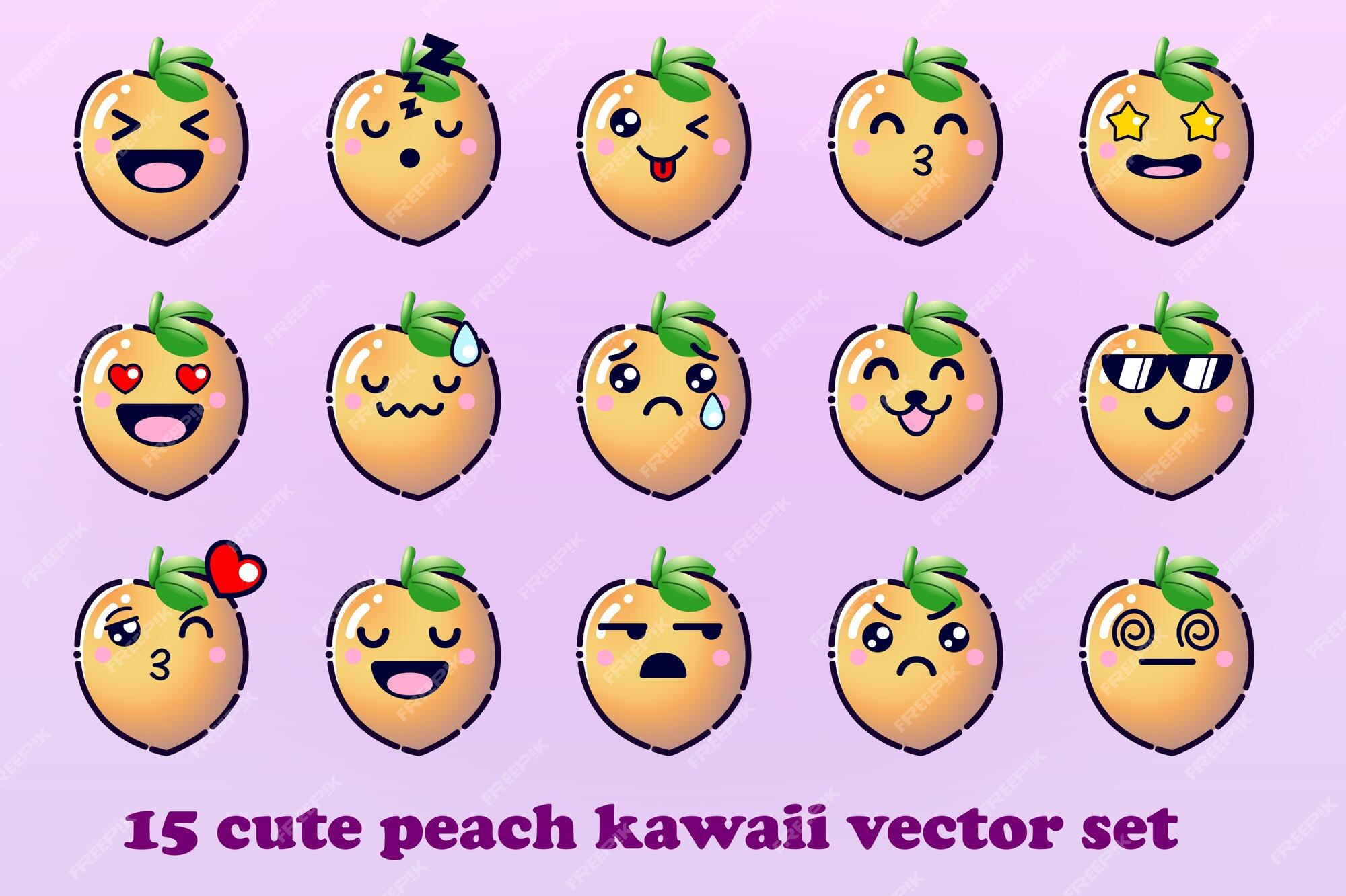 Kawaii rostos bonitos. olhos e bocas no estilo mangá. emoticon