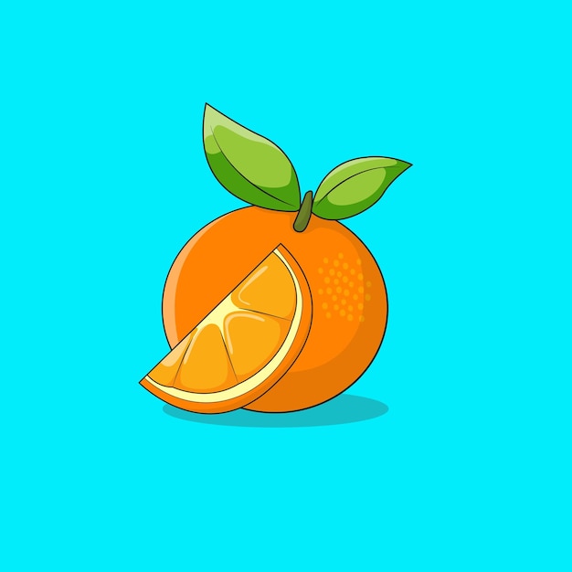 Fruta inteira laranja e meia ilustração vetorial