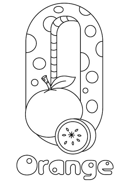 Fruta laranja desenhada à mão para colorir página ou livro