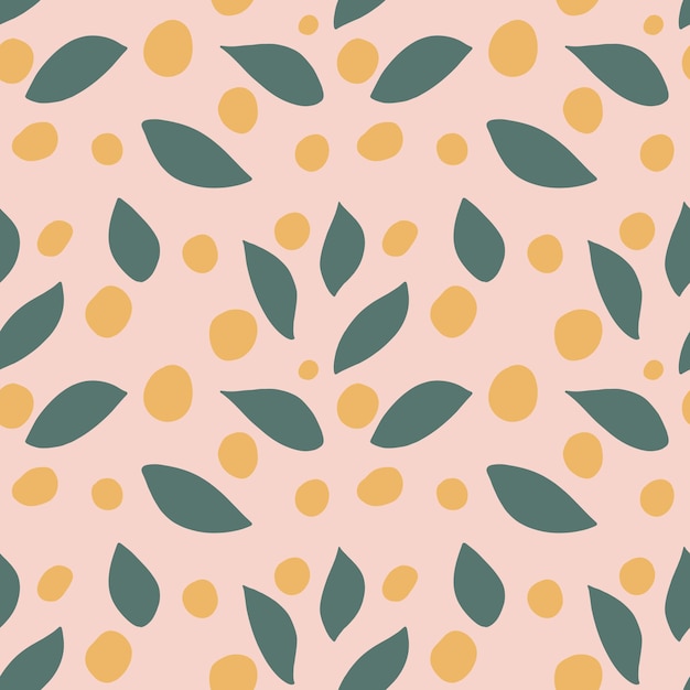 Vetor frutas de padrão sem costura para têxteis de fundo de papel de parede ou cartão de saudação com folhas