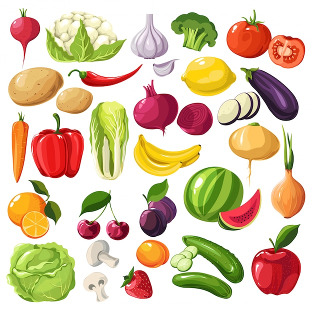 Frutas e legumes, ingredientes orgânicos, refeições úteis