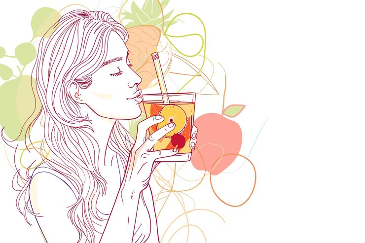 Vetor frutas elementos abstratos comida e composição saudável estilo minimalista matisse moderno e à moda