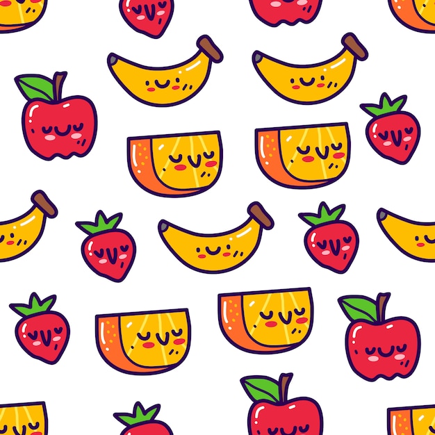 Frutas no doodle estilo padrão sem emenda