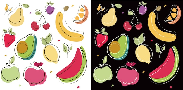 Frutas no estilo lineart