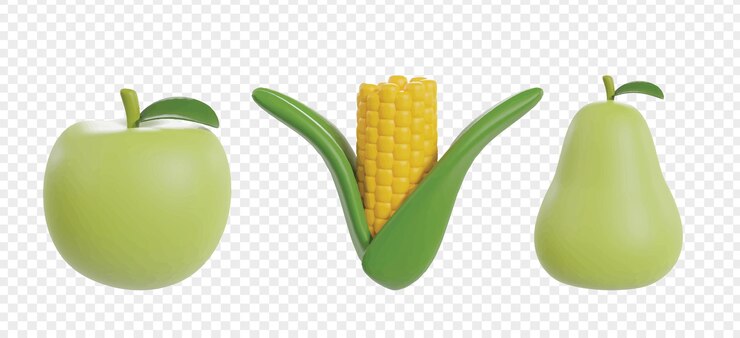 Vetor frutas tropicais 3d ícones clipart
