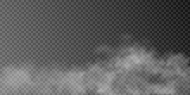 Fumaça branca em um fundo transparente Efeito especial de explosão de vapor Vetor de textura de vapor